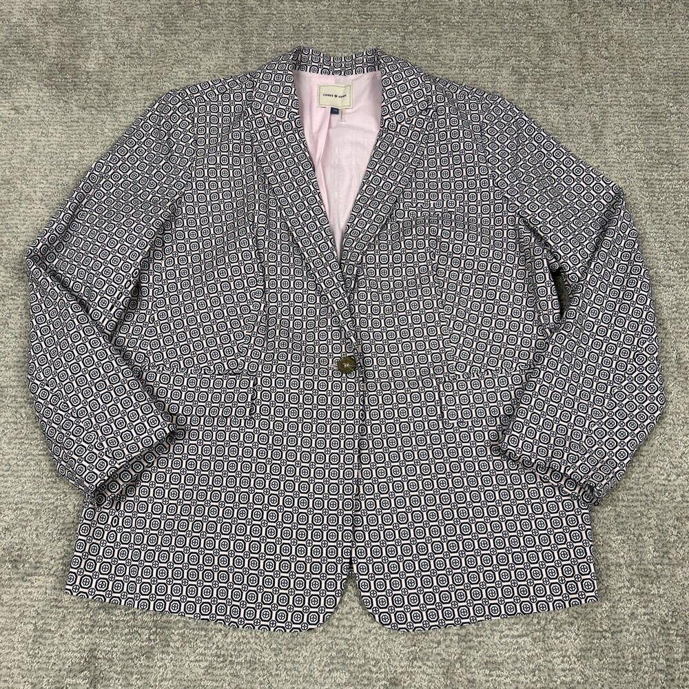 Court & Rowe Blazer Jacket Womens 18W Navy Pink Career Teacher Cotton Casual